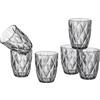 Baroni Home Set 6 pz Bicchieri Diamante in Vetro Colorati e Decorati con Rombo in Rilievo 28 CL, Bicchieri Eleganti Lavabili in Lavastoviglie, 8x8x10 cm Fumè