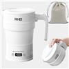 RHD Bollitore Elettrico Pieghevole da Viaggio, 700ML Multifunzione 220V | Spina Tipo C, Pieghevole, Piccolo, con Mantieni Caldo e Avvio Ritardato, BPA-Free, 1000W, 304 Acciaio Inox, Bianco