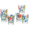 Baroni Home Confezione 6 Bicchierini Caffe, Bicchierini Liquore 9 cl, Set Bicchieri Shot in Vetro MADE IN ITALY, Tazzine in Vetro, Fantasia Fiori Colorati