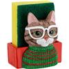 Baroni Home PortaSpugna Cucina Lavello, Porta Spugna Lavandino Cucina, Spugna Lavapiatti Inclusa, Gatto con Occhiali, 9x6x12cm