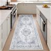 HUGEAR Blu Tappeto Corridoio 60x240cm Passatoia | Lavabile in Lavatrice,Pelo Corto,Antiscivolo,Cucina,Camera da Letto,Scendiletto,Cameretta,Ufficio,Vintage