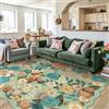 HUGEAR Tappeto Salotto 160x230cm Verde Grande Moderno | Lavabile in Lavatrice,Pelo Corto,Antiscivolo,Salotto,Cameretta,Motivo Floreale