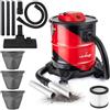 LEHMANN Haddo Aspirapolvere Industriale 2000 W, Bidone Aspiracenere per Camino con Serbatoio in Acciaio Inox da 20 L, Doppio Sistema di Filtrazione, Filtro HEPA, Funzione Soffiante, Rosso e Nero