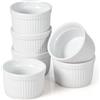 WishDeco Set di 6 Pirottini Ceramica, 200 ml Stampi per Soufflè | Cocotte Forno, Mini Pirottini Creme Brulee, Piccole Ciotole Bianche per Salse, Crema, Aperitivo