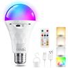 Ylatoial E27 LED RGB Lampadina LED Ricaricabile 2600mAh, Lampada Emergenza Dimmerabile (3000K/4000K/6500K), Attacco&USB Ricaricabile Doppia Funzione per Feste, Sale Giochi e Decorazioni Natalizie 1 Pezzi