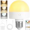 Fynokst Lampadina ricaricabile con timer e telecomando, lampadine a batteria dimmerabili con base magnetica, lampadina LED di ricarica E27, lampade non cablate con 3 temperature di colore, 1 Pezzis