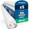Eurocali 5x Tubi LED 60cm G13 T8 9W 850 lumen Sostituzione Neon Fascio Luminoso 160° | Luce Bianco Naturale 4000K