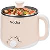 Vocha Hot Pot Elettrico 1,6L Mini Pentola Elettrica con Doppia Potenza | Multicooker Padella Elettrica Antiaderente per Pasta, Zuppa, Uova, Pancetta e Hot Pot, Ideale per Cucina, Dormitorio e Viaggi