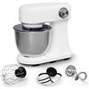 Klarstein Bella Evo Robot da Cucina 1500W - 5L Acciaio Inox, 12 Velocità, Planetaria, Pulse, Gancio Impasto & Frusta, Paraspruzzi - Robot da Cucina Multifunzione, Bianco