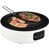 HOMCOM Piastra Elettrica a Infrarossi Portatile 2000W in Vetroceramica | Con Griglia, Fornello Elettrico 2 in 1, 4 Livelli di Potenza, Vassoio Raccogligocce, Adatto a Tutti i Tipi di Pentole Ø30cm