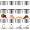 LIAILA Stampo da dessert a 16 pezzi, tra cui 12 anelli di torta (8 cm di diametro), 2 staffe inferiori e 2 coperchi, Coppapasta tondi è adatto per mousse, torte, dessert, modellatura della pasticceria