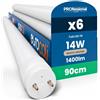 Eurocali 6x Tubi LED 90cm G13 T8 14W 1400 lumen - Luce Bianco Naturale 4000K - Fascio Luminoso 160° - Sostituzione Neon
