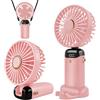 Jsdoin - Mini ventilatore portatile, ricaricabile tramite USB, 5 velocità, a batteria, pieghevole, da scrivania, con display LED, per casa, ufficio, camera da letto, viaggi e all'aperto (Rosso)
