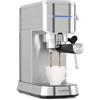 KLARSTEIN Futura Macchina per espresso, macchina con portafiltro da 1450 W, 20 bar, qualità barista, doppio erogatore, stop erogazione, da caffè a portafiltro, funzione montalatte, argento