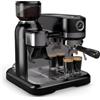 Klarstein Bella Café - Macchina per Caffè Espresso, 19 Bar, 1550W, Macinino Integrato da 200g, Montalatte Mobile, Serbatoio da 1,4L, Acciaio Inox, Inserti Per 2 Tazze, Nero, Design Retrò Anni '50