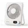 WHATOOK Mini ventilatore da tavolo silenzioso:100 velocità e batteria da 2000 mAh, piccolo ricaricabile ventilatore USB con display a LED, ventilatore portatile pieghevole per ufficio, casa(Bianco)