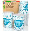 Baciato Caffè 100 Bicchieri in Carta 200ml Ecologici Biodegradabili Monouso Made in Italy Asporto Bevande Calde Acqua Colorati Fantasia DRINK ME - Prodotto e Confezionato in Italia