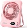 WHATOOK Mini Ventilatore da Tavolo Ricaricabile 2000mAh, Silenzioso, Rosa | 100 Velocità,USB C, Fino a 10 ore, Display LED, Mini Portatile Pieghevole Piccolo Leggero per Ufficio Studio Scrivania Viaggi