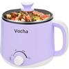Vocha Hot Pot Elettrico 1,6L Mini Pentola Elettrica con Doppia Potenza | Multicooker Padella Elettrica Antiaderente per Pasta, Zuppa, Uova, Pancetta e Hot Pot, Ideale per Cucina, Dormitorio e Viaggi