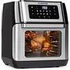 KLARSTEIN Friggitrice ad aria calda Klarstein AeroVital Fry, sistema di riscaldamento 3D: 1500W, volume 10L, 9 programmi, involucro cool touch, timer 60 min, fino a 220°C, controllo touch screen, nero/argento