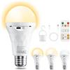 Ylatoial E27 2600mAh Lampadina LED Ricaricabile con Telecomando Timer, Lampada Emergenza Dimmerabile (3000K/4000K/6500K), Attacco&USB Ricaricabile Doppia Funzione per Lampade Senza Corrente/Campeggio 1 Pezzi