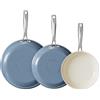 Redchef Blu,set padelle antiaderenti 20, 24, 28 cm，3 Pezzi | padelle in ceramica、Adatto per forno e induzione、lavabile in lavastoviglie