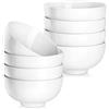 MALACASA Set di 8 Ciotole in Porcellana Bianca da 420 ml, 12,7 x 6,2 cm - Perfette per Cereali, Zuppe, Insalate e Dessert, Ideali per Colazioni e Cene in Famiglia, Adatte al Microonde e Lavastoviglie