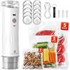 TURNRISE 3 in 1 pratica macchina sottovuoto compatta con serbatoio d'acqua, saldatrice per alimenti con 15 sacchetti riutilizzabili, 10 coperchi per barattoli Mason, ricarica USB, freschezza garantita