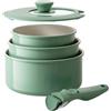Redchef set pentole con manici rimovibili, casseruole 16/18/20 cm, Verde | pentole induzione da 5 pezzi,Rivestimento ceramico，coperchio 3 in 1, resistente al forno, lavabile in lavastoviglie