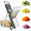 SUPMAKIN Affettatrice a mandolina sicura, tritatutto per verdure, affettatrice regolabile, affettatrice per alimenti, rimovibile facile da pulire, articolo per tagliare sicuro in cucina, grigio