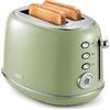 Wiltal Tostapane Retrò 2 Fette in Acciaio Inox,Verde | Compatto con Scalda Pane, 6 Livelli, Funzione Scongelamento e Riscaldamento, Espulsione Automatica, Design Vintage da Cucina