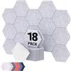 TONOR 18 Pezzi Pannelli Fonoassorbenti Adesivi, 30 X 26 X 1cm Pannelli Acustici Ad Alta Densità, Pannello a muro 3D Fonoassorbente Esagonale, Insonorizzazione Stanza Per Studio, Da Letto,Grigio Chiaro