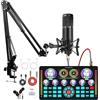 Xisono Pacchetto di apparecchiature podcast, interfaccia audio e microfono a condensatore XLR, apparecchiature da studio con alimentazione phantom 48V, Bluetooth per podcast (Scheda audio + microfono)