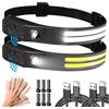 Hyted Lampada Frontale, 2 Pezzi Torcia Frontale LED Ricaricabile con 6 Modalità di Luce 230° Rilevatore di Movimento, Lampada da Testa Leggera Impermeabile per Corsa Pesca Lavoro
