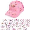 Aomig Cappello Baseball Bambino, Berretto Bambino con Visiera Regolabile, Cappellino da Baseball con Adesivi Strass Estivo Cappello con Visiera Bambini per Protezione UV, Tinta Unita(Rosa)
