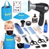 Sanlebi Set da parrucchiere per bambini, kit da salone alla moda con rasoio, forbici, tagliacapelli elettrico, asciugacapelli a batteria, gioco di ruolo per bambini dai 3 anni in su, regalo per ragazzi.