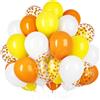 Ousuga Palloncini Arancio Giallo Bianco 50 Pezzi 12 Pollici con 2 Rotoli di Nastri, per Compleanno Natale Halloween Battesimo Carnevale