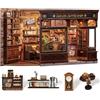 Cutefun Book Nook Kit - Case delle Bambole (Corner Coffee Shop) | Luci LED, Puzzle Legno per Decorare Scaffali, Casetta DIY per Adulti e Adolescenti - Regalo per Amanti Caffè e DIY