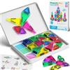 STEM MATCH Set di 42 mattonelle magnetiche da viaggio per bambini, portatili, da viaggio, mini piastrelle magnetiche, giocattoli magnetici, scatola da costruzione montessori, giocattolo regalo per bambini di 3+