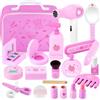 GAGAKU Set di trucchi in legno per bambini Set di trucchi finti in legno Kit di giocattoli finti Montessori con specchio asciugacapelli per bambini e bambine Regali di profumo
