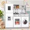 MAMIZO Cucina Giocattolo per Bambini, Cucina Bambini Legno con Luce e Suono | Cucina Legno per Bambini con Accessori da Cucina da Gioco e Lavatrice, 82x80x25 cm, A Partire dai 3 Anni, Grigio-Bianco