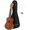 World Rhythm - Ukulele Soprano per Principianti, Finitura Naturale, Con Custodia, Corde Di Ricambio per Ukulele e Plettro In Feltro, Marrone (Natural)