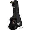 Mad About SU8-BK Ukulele soprano in nero con custodia morbida, plettro e corde di ricambio, Ora dotato di corde in carbonio nere che offrono un suono più brillante