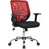 Dmora - Sedia da Ufficio Albany, Poltrona direzionale a Rete con braccioli, Seduta ergonomica da Ufficio, Cm 60x54h90/98, Nero e Rosso