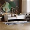 Dmora - Letto per bambini Raciborz, Lettino per cameretta, Set camera da letto, Struttura porta materasso, 77x144 h56 cm, Bianco