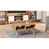 Dmora Basso da Soggiorno, Tavolino Porta riviste con 2 scaffali e Piedini, Stile Scandi, cm 55x90h55, Colore Acero
