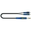 QUIK LOK - RKSA/120-2 Cavo Adattatore Jack Stereo 6,3mm a 2 RCA Maschio, Serie ROK SOLID, Nero, 2 Metri