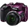 Nikon Fotocamera Bridge compatta CoolPix B500 - Viola + Nikon Zoom Optique Nikkor 40X 4.0-160mm f/3-6.5 ED VR f/3-6.5 - refurbished