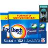 Dash Pods Detersivo Lavatrice in Capsule, 132 Lavaggi, Classico + Campione | Rimuove macchie, igienizza in 1 lavaggio, 3 additivi integrati, campione profumatore in regalo da 20gr