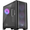 PREYON Nest Windy+ - Case per PC ATX Midi Tower, case per gaming, 4 ventole ARGB da 120mm, pannello frontale in mesh, finestra laterale in vetro temperato, colore nero